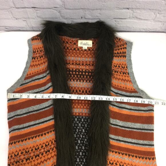 Forever 21 Boutique Women's Penny Lane Faux Fur Knit Sleeveless Open Vest Size L - Picture 9 of 10